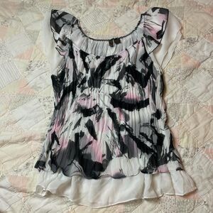 serenade vintage y2k layered retro fairy grunge pink black and white top large